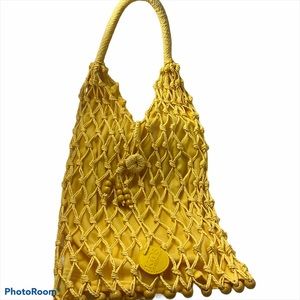 Boho Straw Bag,Straw Tote Bag Square Fishing Net